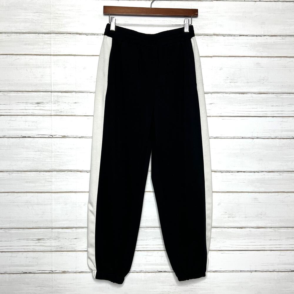 White Birch Black Jogger Pants Side Stripe Pull On Elastic Waist Size Medium